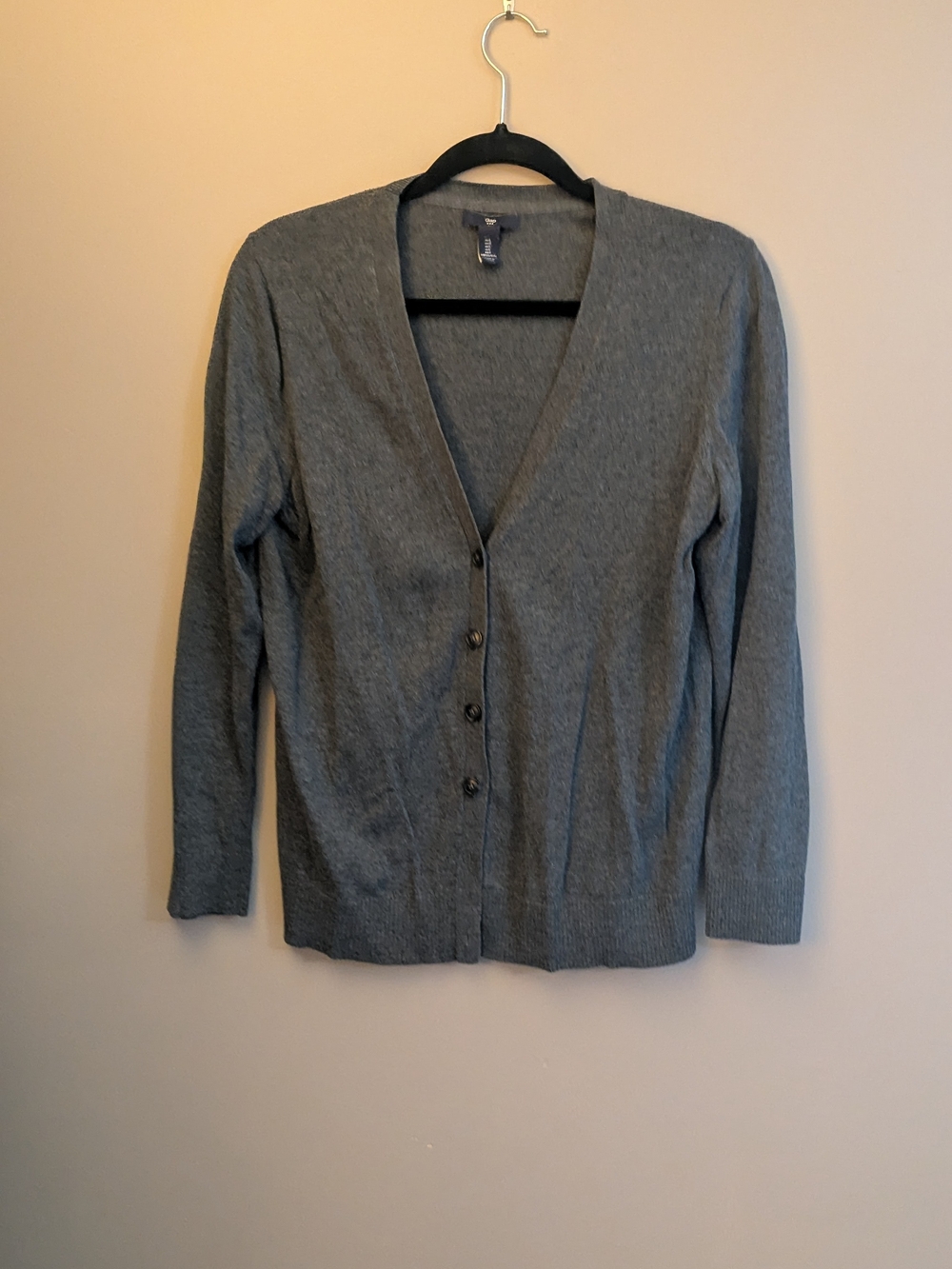 GAP Heather Gray V-Neck Button Front Cardigan Size L
